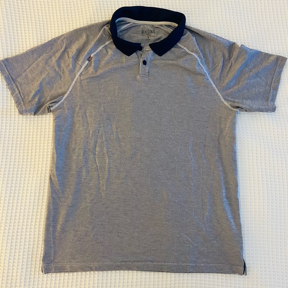 Rhone Men's Delta Pique Polo - Classic Collar - Medium - Blue